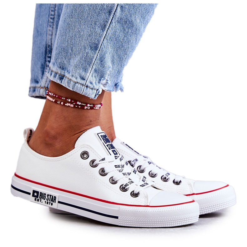 Baskets en cuir pour femmes Big Star KK274095 Blanc blanche Baskets en cuir pour femmes Big Star KK274095 Blanc blanche
