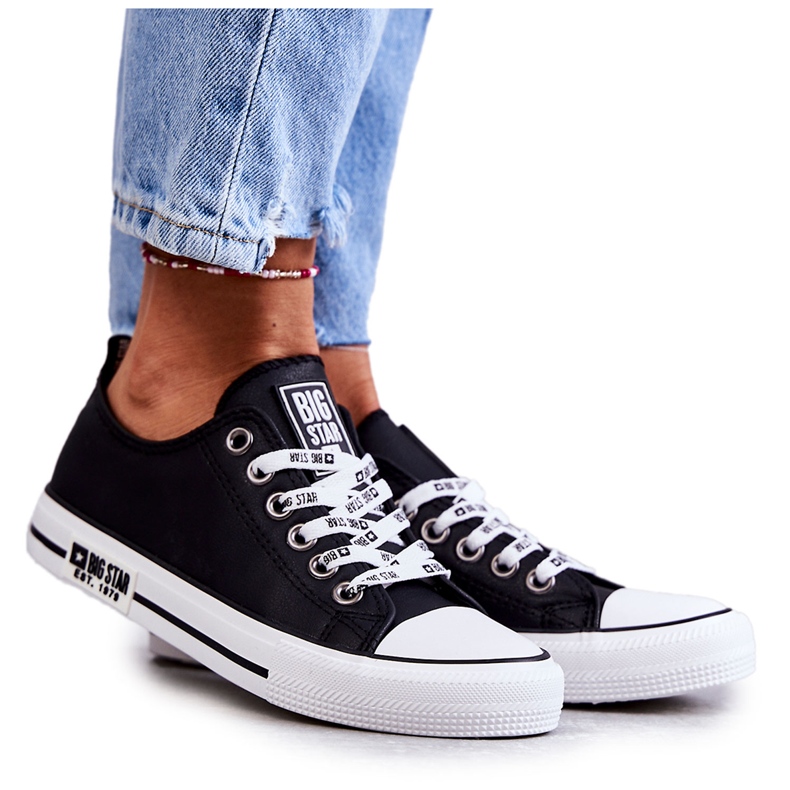 Baskets en cuir pour femmes Big Star KK274096 Noir le noir
