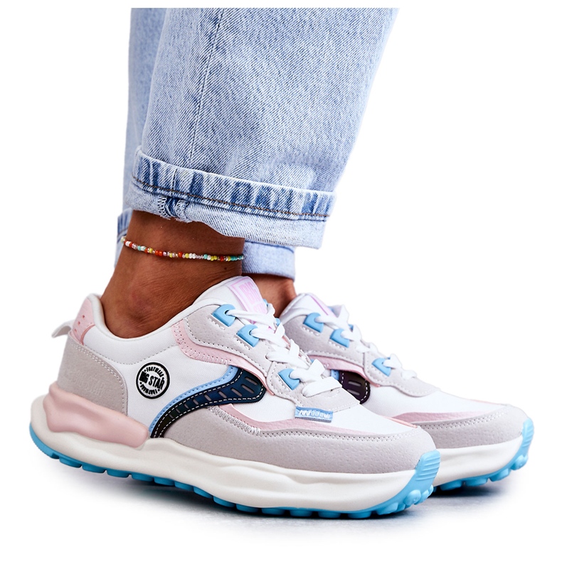 Baskets de sport femme Big Star KK274097 Blanc-Rose blanche gris Baskets de sport femme Big Star KK274097 Blanc-Rose blanche gris