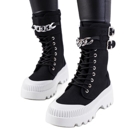 Baskets noires avec chaîne Taus le noir