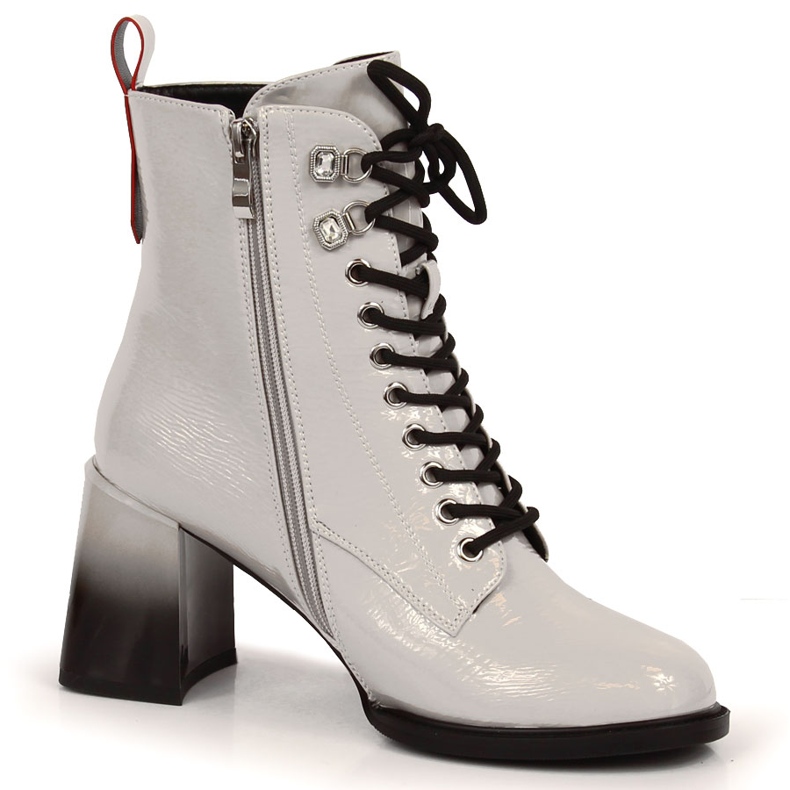 S.Barski Bottines laquées sur tige, gris chaud S. Barski