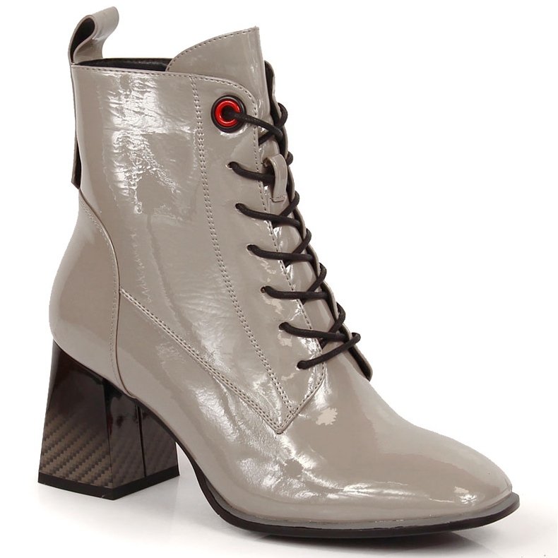 S.Barski Bottes laquées sur le poteau, gris chaud S. Barski