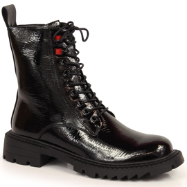 S.Barski Bottes isolantes en cuir verni noir par S. Barski