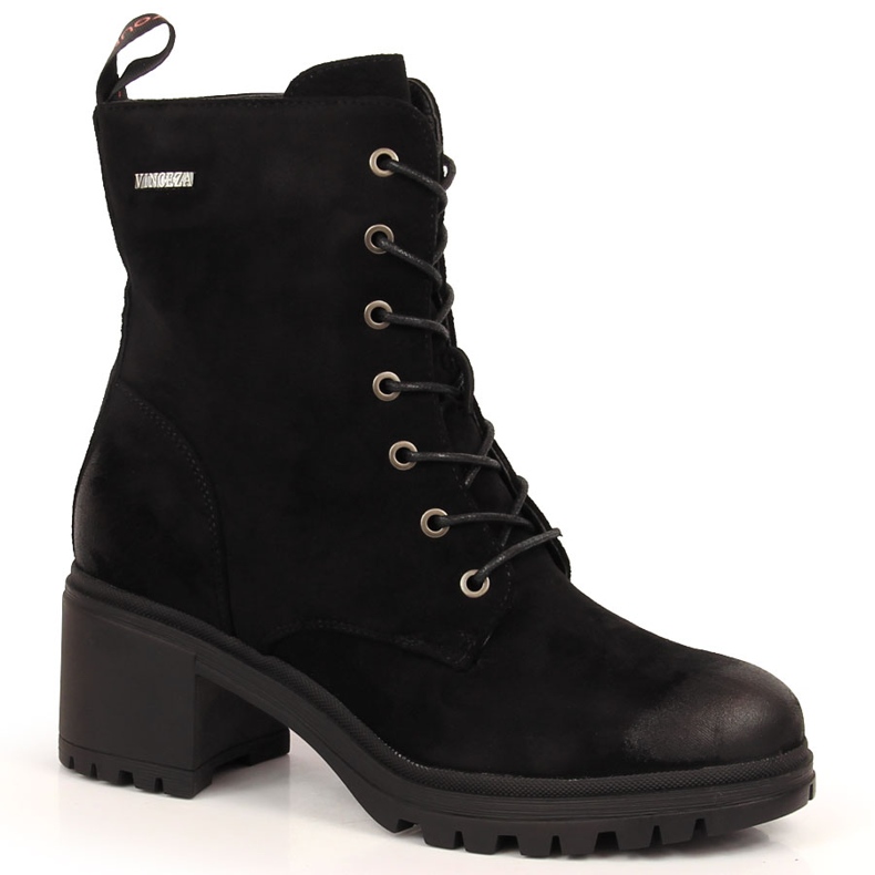 Bottes en daim Vinceza noires sur le poteau le noir