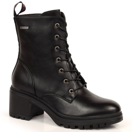 Bottes à lacets Vinceza noires sur le poteau le noir
