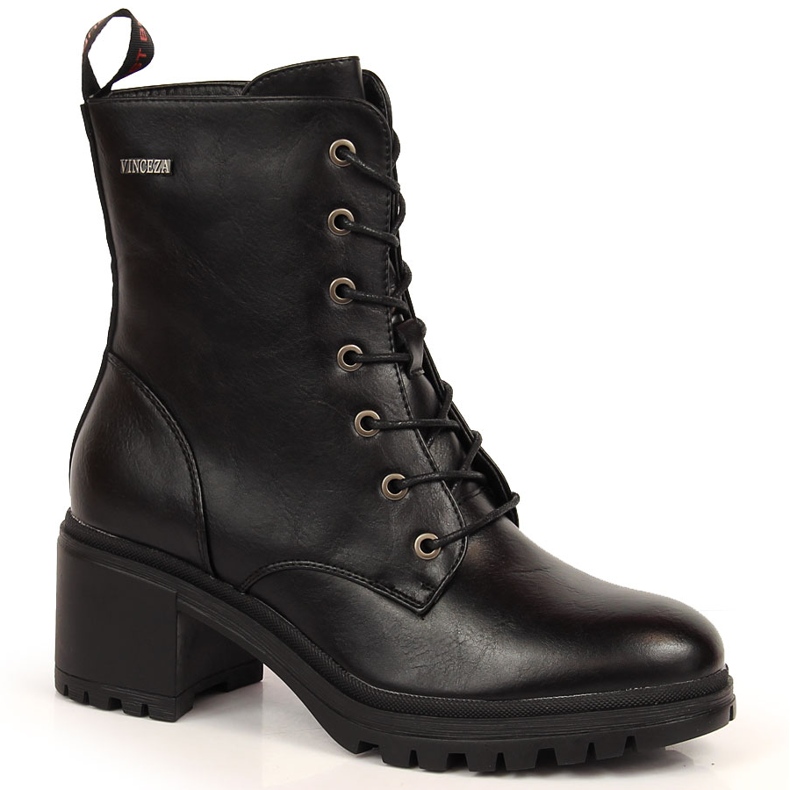 Bottes à lacets Vinceza noires sur le poteau le noir