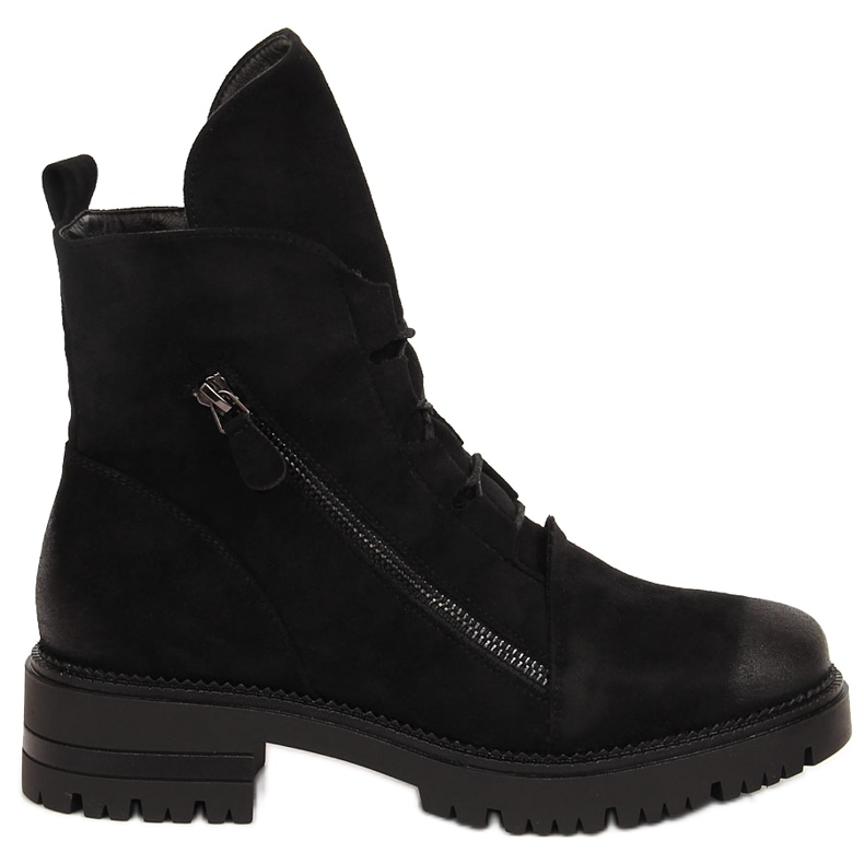 Bottes noires pour femmes avec une fermeture éclair, Potocki le noir