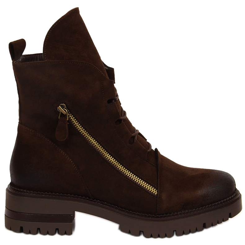 Bottes marron pour femme avec une fermeture éclair, Potocki brun
