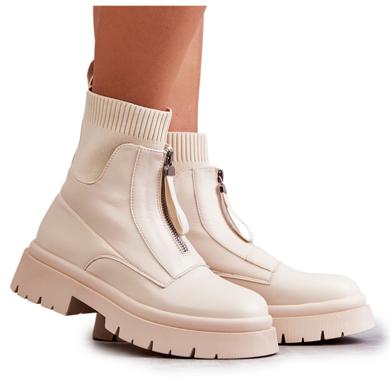 PS1 Bottes Chaussettes Femme Avec Fermeture Éclair Beige Abri brun PS1 Bottes Chaussettes Femme Avec Fermeture Éclair Beige Abri brun