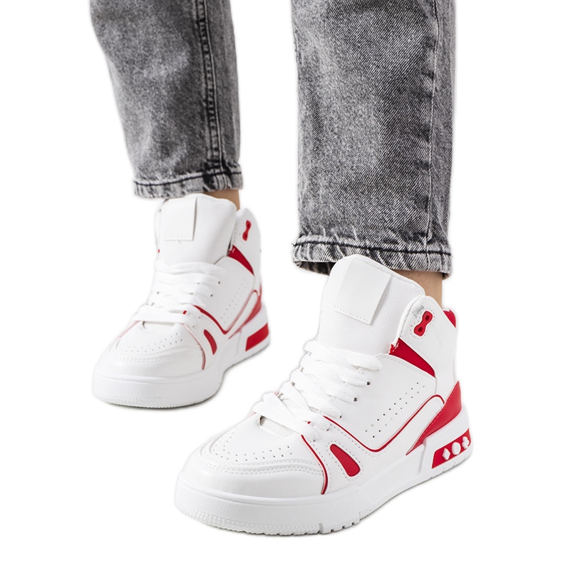Baskets montantes rouges Grandis blanche