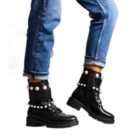 Bottines noires à perles Carvala