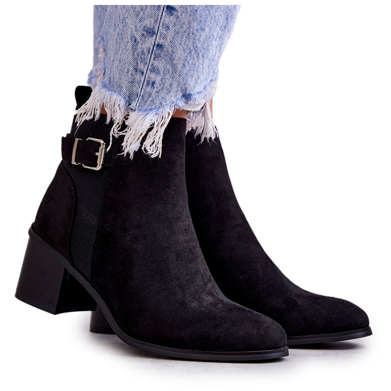 PS1 Bottines Daim Noires On A Post Vannes Noires le noir