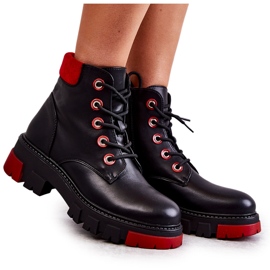 PG1 Bottes en cuir Workers On Black Messa Zipper le noir