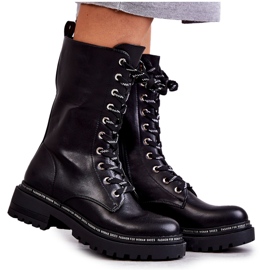 PG1 Bottes hautes chaudes pour femmes Tied Black Darla le noir