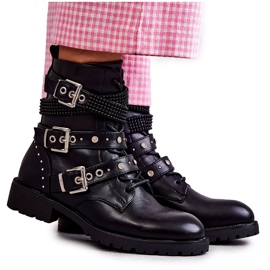 PG1 Bottes en cuir pour femmes avec rayures décoratives Noir Russo le noir PG1 Bottes en cuir pour femmes avec rayures décoratives Noir Russo le noir
