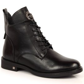 Bottes avec un ornement isolé Potocki W WOL92A noir le noir