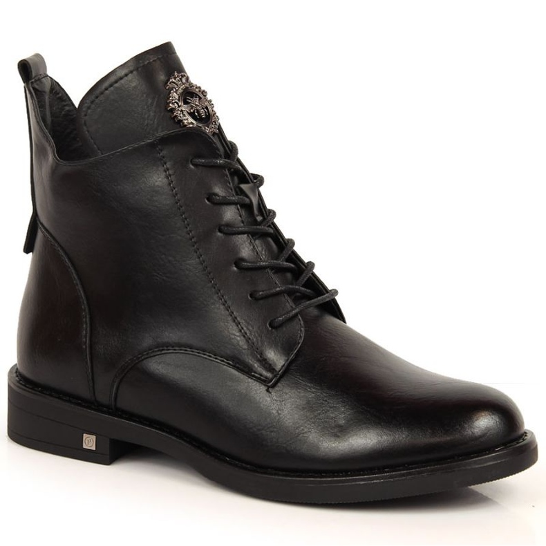 Bottes avec un ornement isolé Potocki W WOL92A noir le noir