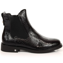 Bottines vernis isolantes crocodile Potocki W WOL93A noir