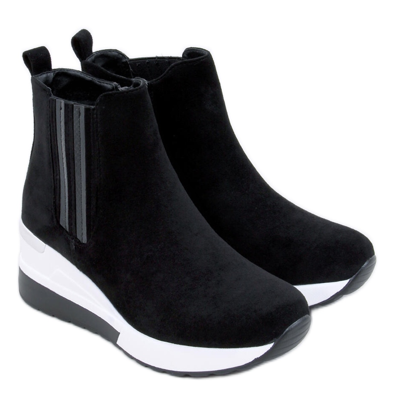 Bottes compensées noires Stock le noir