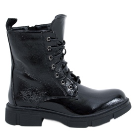 PA1 Bottines à lacets laquées par Neil Black noir