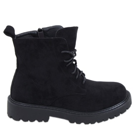 PA1 Gaten Bottes à lacets en daim noir le noir