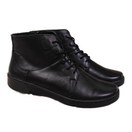 Bottes confortables en cuir noir isolées pour femmes Łukbut 1816 le noir