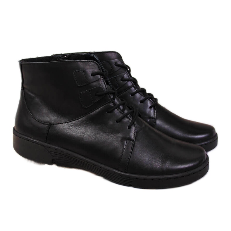 Bottes confortables en cuir noir isolées pour femmes Łukbut 1816 le noir
