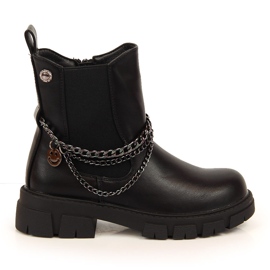Bottines Vinceza noires pour fille avec chaîne