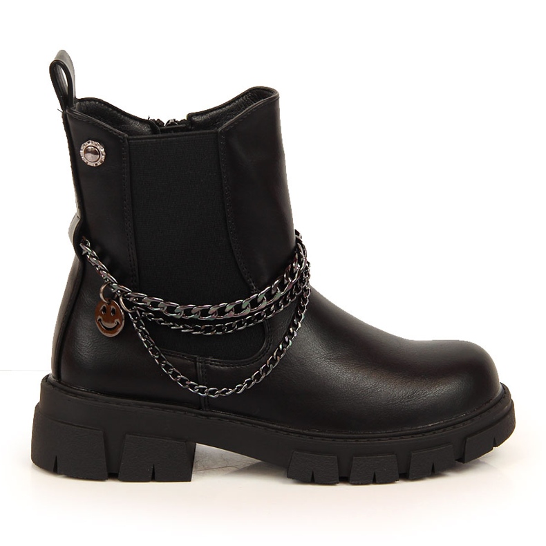Bottines Vinceza noires pour fille avec chaîne le noir Bottines Vinceza noires pour fille avec chaîne le noir