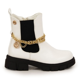 Bottines Jodhpur fille avec chaîne, blanc Vinceza