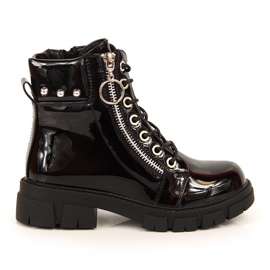 Bottes isolées laquées noires Vinceza noires pour fille