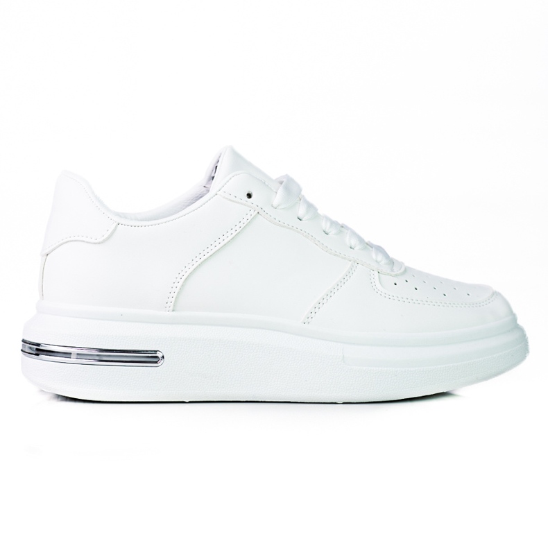 Chaussures de sport Shelovet blanches à lacets en cuir blanc écologique