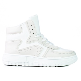 Baskets pour femmes High Shelovet en cuir écologique blanc et gris