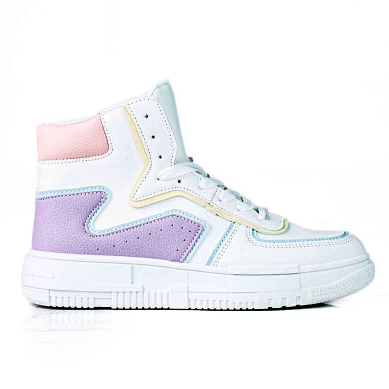 Baskets pour femmes High Shelovet en cuir écologique blanc et violet blanche multicolore