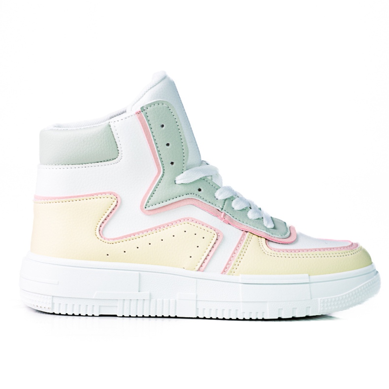 Baskets pour femmes High Shelovet en cuir écologique blanc, jaune et vert blanche multicolore