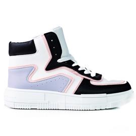 Baskets montantes Shelovet pour femmes en cuir écologique noir et blanc multicolore