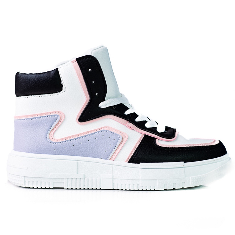 Baskets montantes Shelovet pour femmes en cuir écologique noir et blanc blanche multicolore