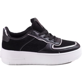 Baskets noires à lacets pour femmes sur une plate-forme haute Shelovet