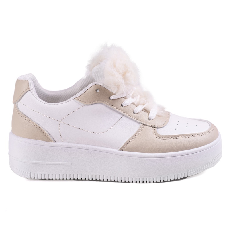 Baskets de sport pour femmes avec fourrure Shelovet beige Baskets de sport pour femmes avec fourrure Shelovet beige