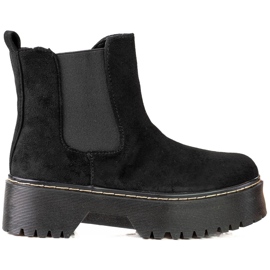 Bottines Chelsea noires pour femmes sur la plateforme Shelovet en daim écologique