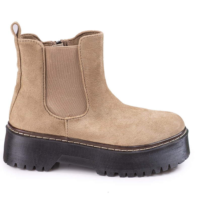 Bottines Chelsea marron pour femme sur la plateforme Shelovet en daim écologique brun Bottines Chelsea marron pour femme sur la plateforme Shelovet en daim écologique brun