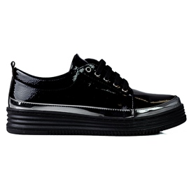W. Potocki Baskets femme Shelovet en cuir écologique verni noir