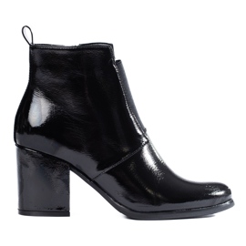 Bottines laquées noires pour femme avec un élastique Shelovet sur le poteau
