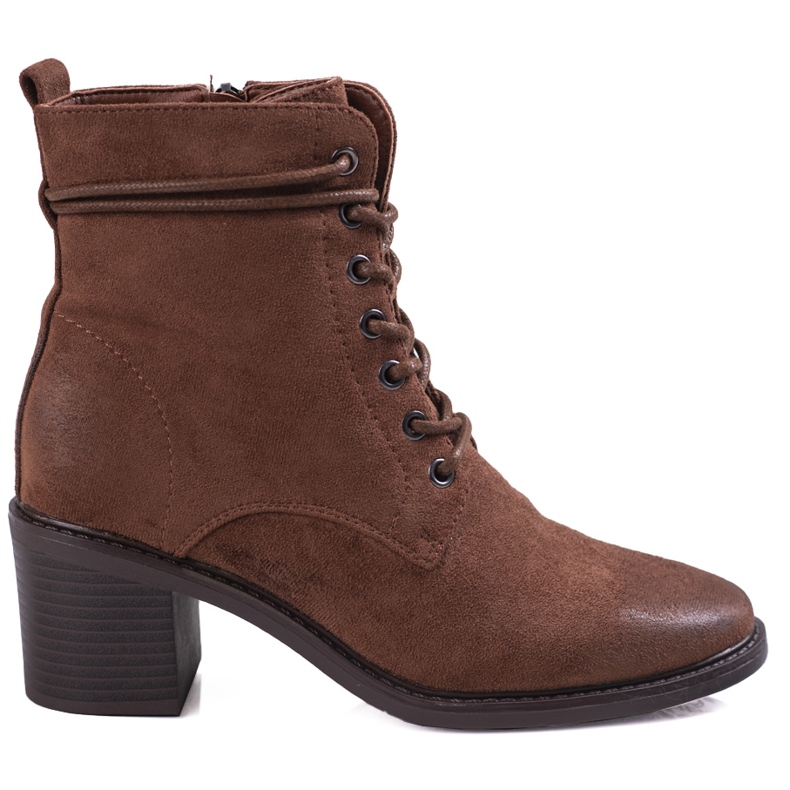 Bottes pour femmes à lacets Shelovet marron en daim écologique brun Bottes pour femmes à lacets Shelovet marron en daim écologique brun