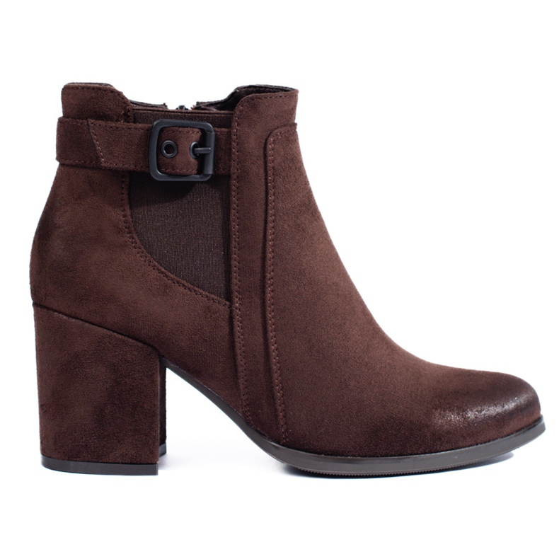 Bottines Chelsea en daim marron pour femme sur le poteau Shelovet brun Bottines Chelsea en daim marron pour femme sur le poteau Shelovet brun