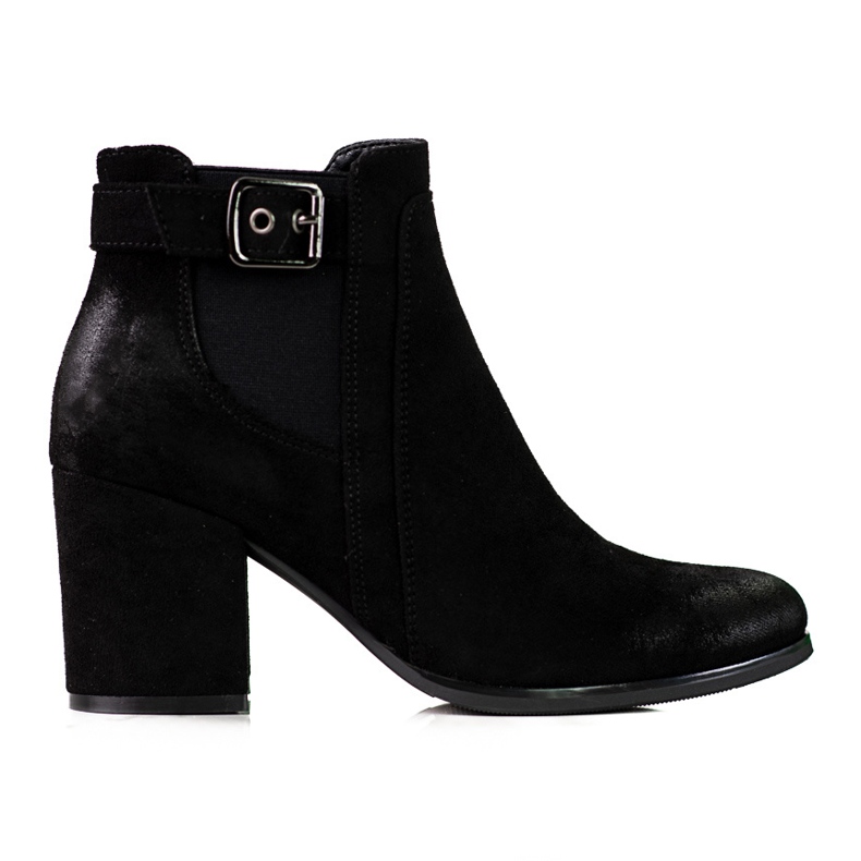 Bottines Chelsea en daim noir pour femme sur le poteau Shelovet le noir Bottines Chelsea en daim noir pour femme sur le poteau Shelovet le noir