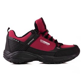 Chaussures trekking outdoor femme DK bordeaux noir rouge