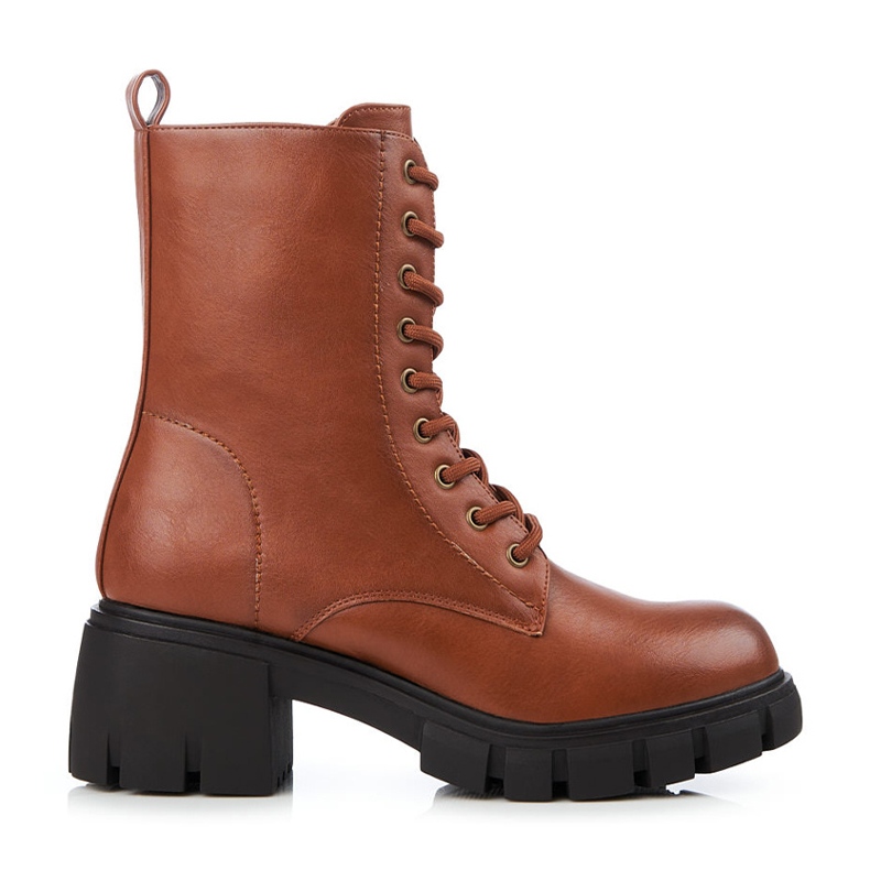 Bottes à lacets marron classiques Shelovet à talons hauts brun