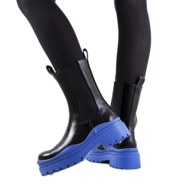 Bottines noires à semelle Nester bleue le noir
