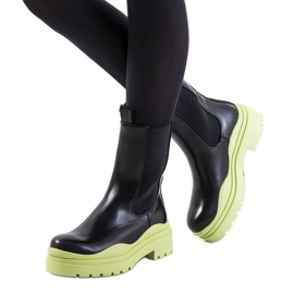 Bottines noires à semelle verte Nester le noir